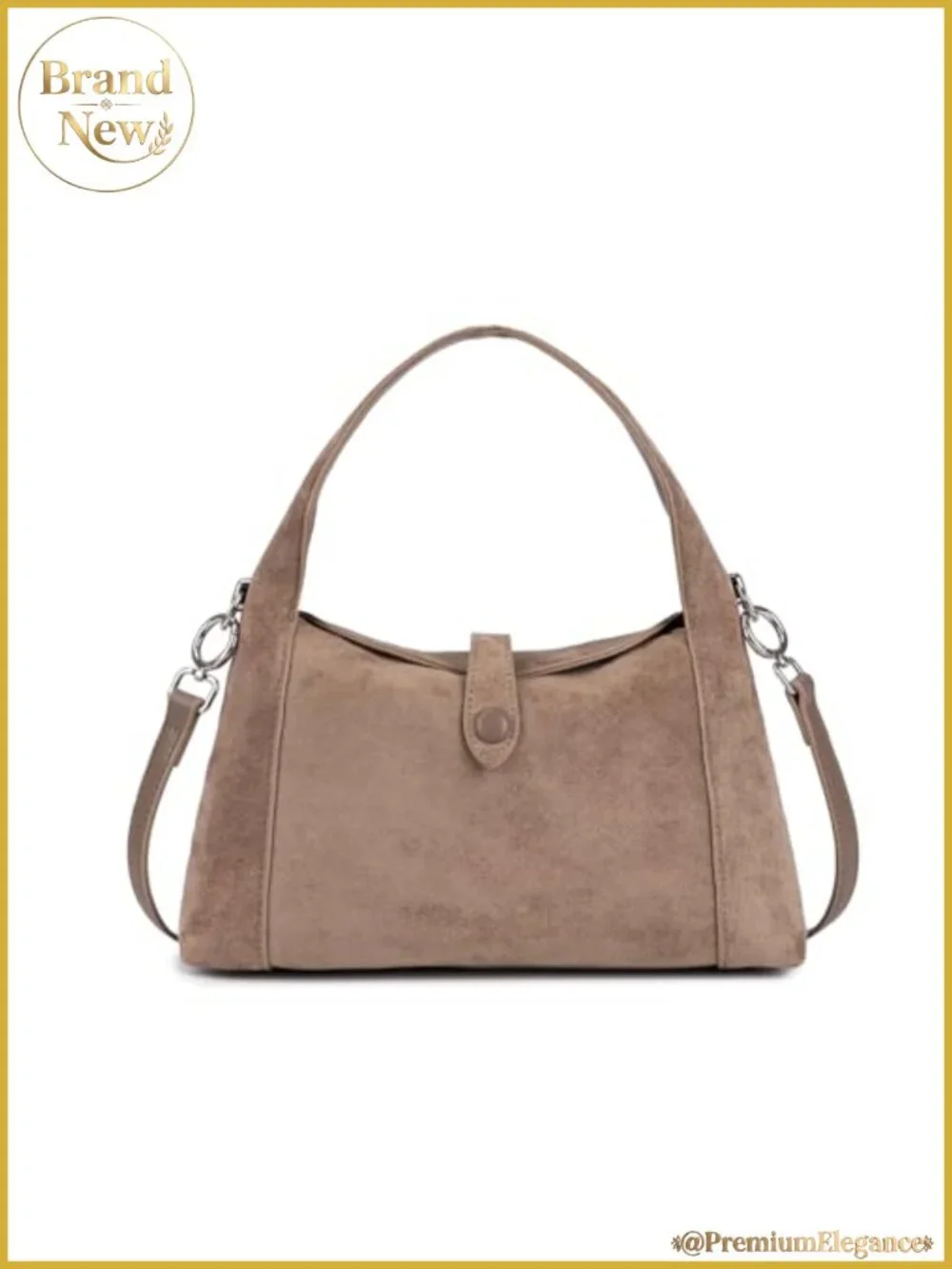 Vintage Half-Moon Suede Hobo Handbag, Convertible Shoulder Crossbody Purse